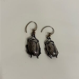 Extasia silver scarab beetle earrings